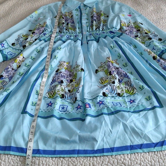 NWT Burryco Size 10 Zebra Abstract Print Long Sleeve Button Front Dress - Picture 7 of 17